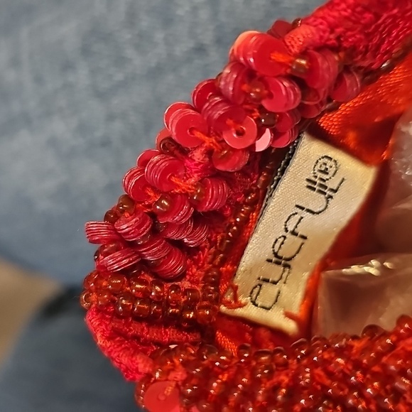 "Eyeful" Vintage Elegant Red Sequin and Beaded Party Clutch, Made in India. - Picture 12 of 13